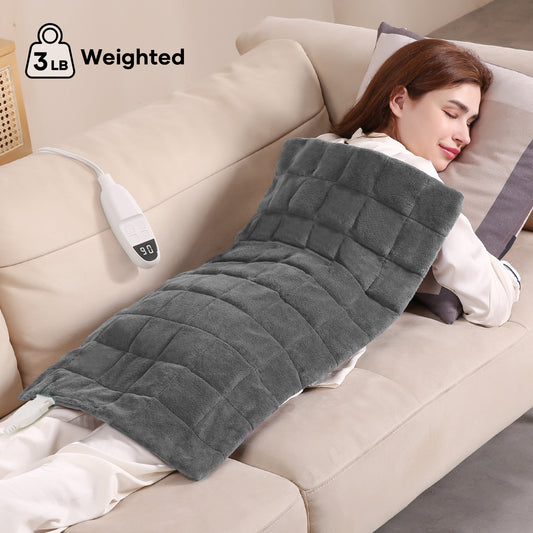 MARNUR 18"x33" Weighted Heating Pad for Full Body Relief, 4lb ExtraWeight, 6 Heat Levels, 2H Auto-off, Gray