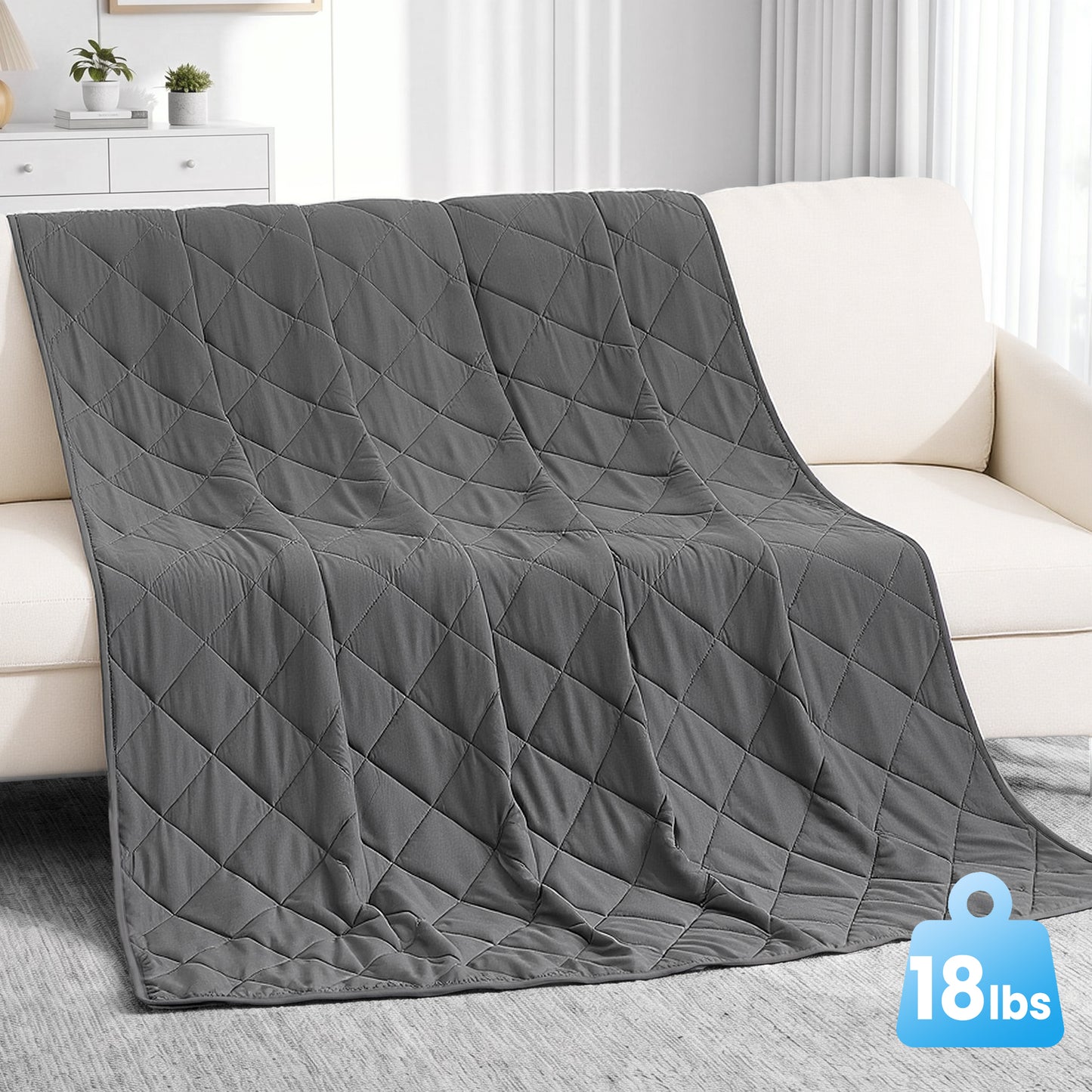 MARNUR Weighted Blanket for Adults 18lbs, 60" x 80" Queen Size Heavy Blanket, Cooling & Breathable with Premium Glass Beads, Soft Cozy Weighted Blanket for Sleep, Machine Washable