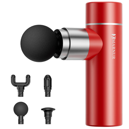MARNUR Mini Massage Gun , Portable Handheld Deep Tissue Massager, Light & Palm-Size &Quiet, Red
