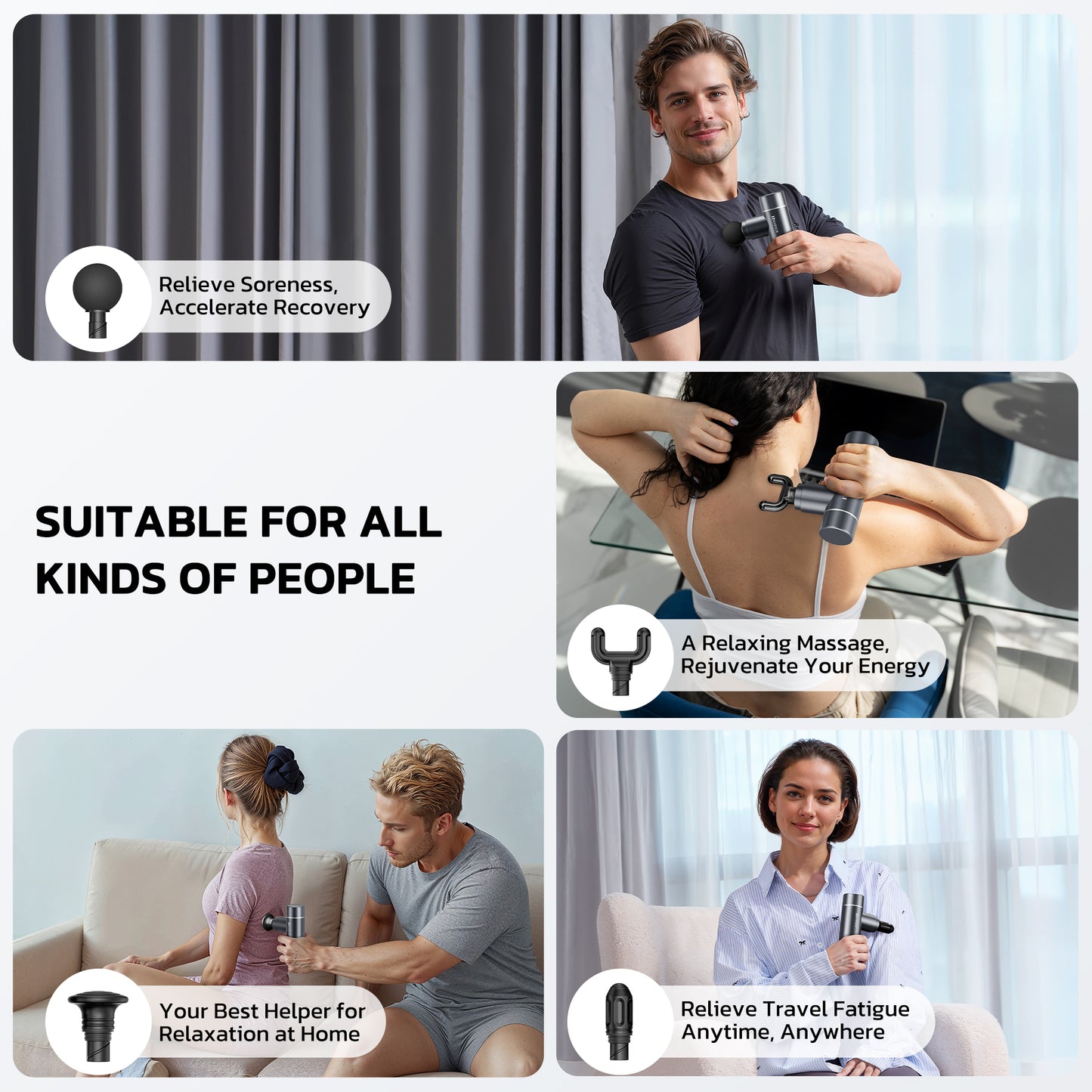 MARNUR Mini Massage Gun , Portable Handheld Deep Tissue Massager, Light & Palm-Size &Quiet, Gray