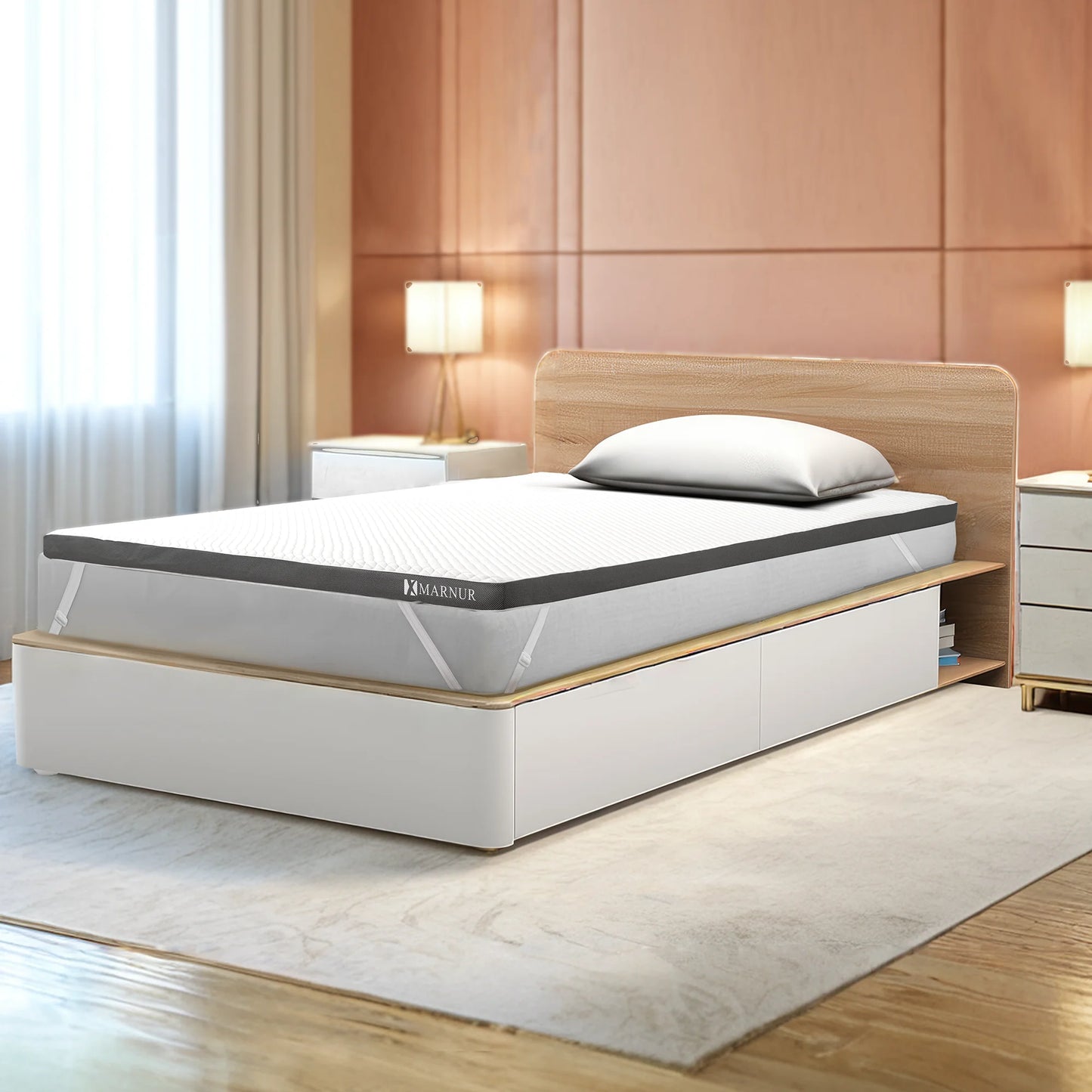 MARNUR 3 inch Gel Memory Foam Mattress Topper for Pressure Relief, CertiPUR-US Certified, King