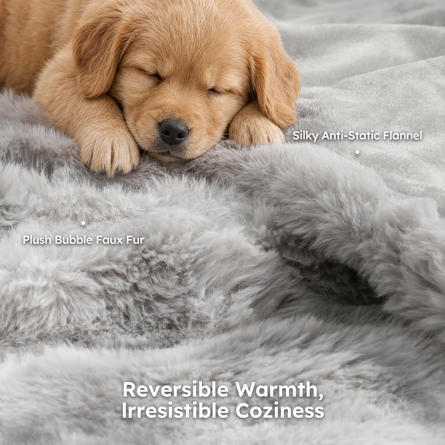 MARNUR Heated Bubble Fleece Electric Throw with 4H Timer 6 Heating Levels 50"×60", Long Faux Fur and Soft Flannel for Couch Bed, Machine Washable, Tie-Dye Gray