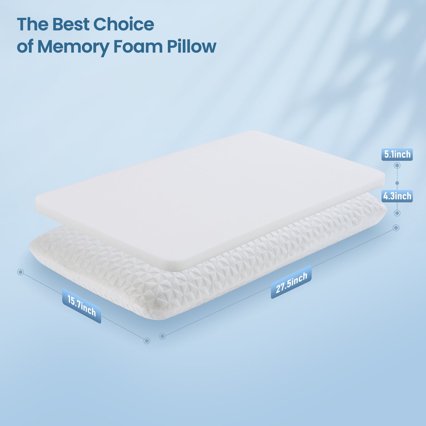 MARNUR Cooling Memory Foam Pillow for Bed, Adjustable High-Support Layer, Dual-Sided Pillowcase, Geometric shapes, for Side, Back, Stomach, Hot Sleepers 27.5" x 15.7"
