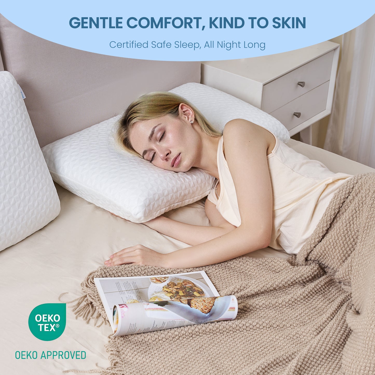 MARNUR Gel Memory Foam Pillow for Bed, Adjustable Height Bed Pillow with 0.8" Removable Insert, Ergonomic Neck Support for Side, Back, Stomach Sleepers, Queen Size