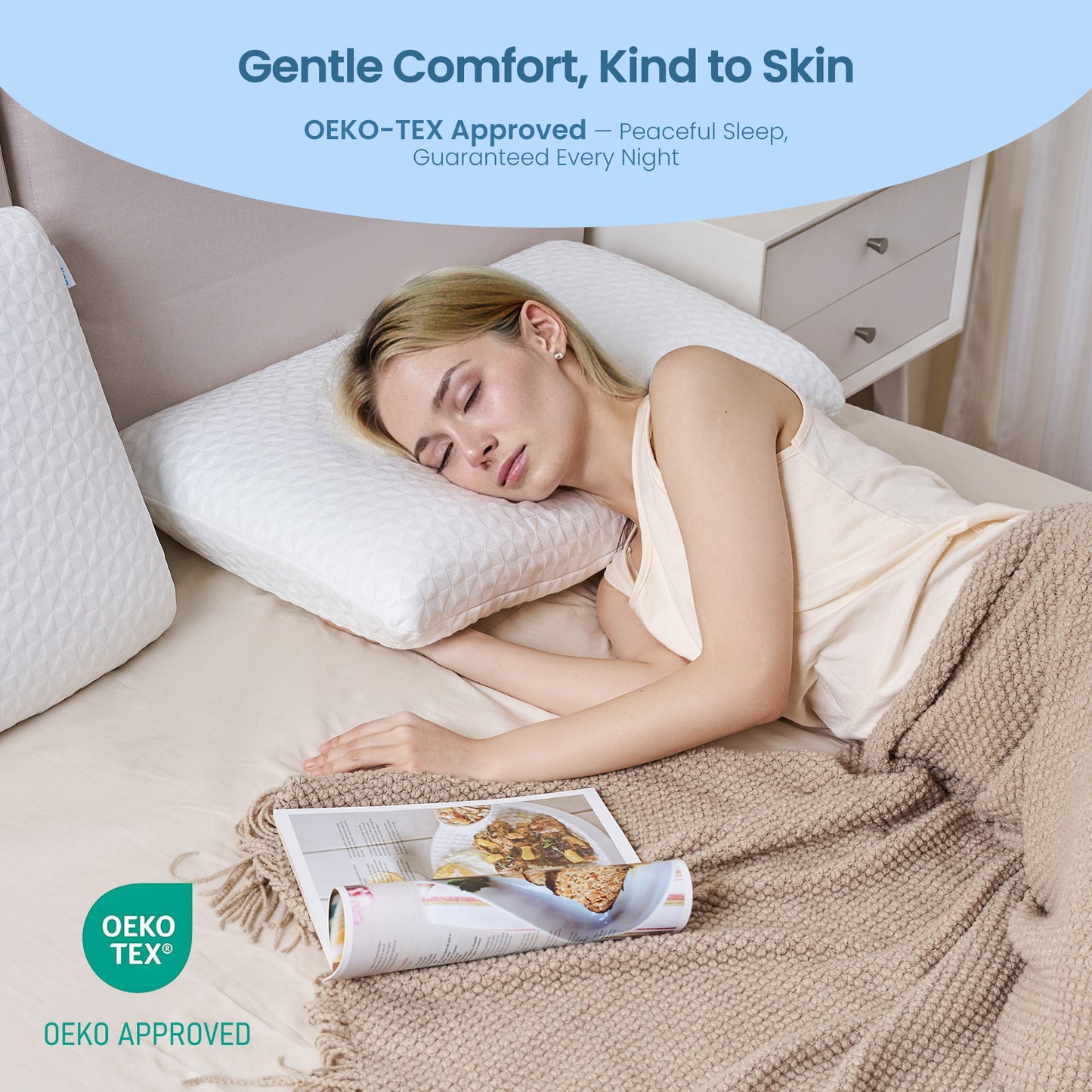 MARNUR Cooling Memory Foam Pillow for Bed, Adjustable High-Support Layer, Dual-Sided Pillowcase, Geometric shapes, for Side, Back, Stomach, Hot Sleepers 27.5" x 15.7"