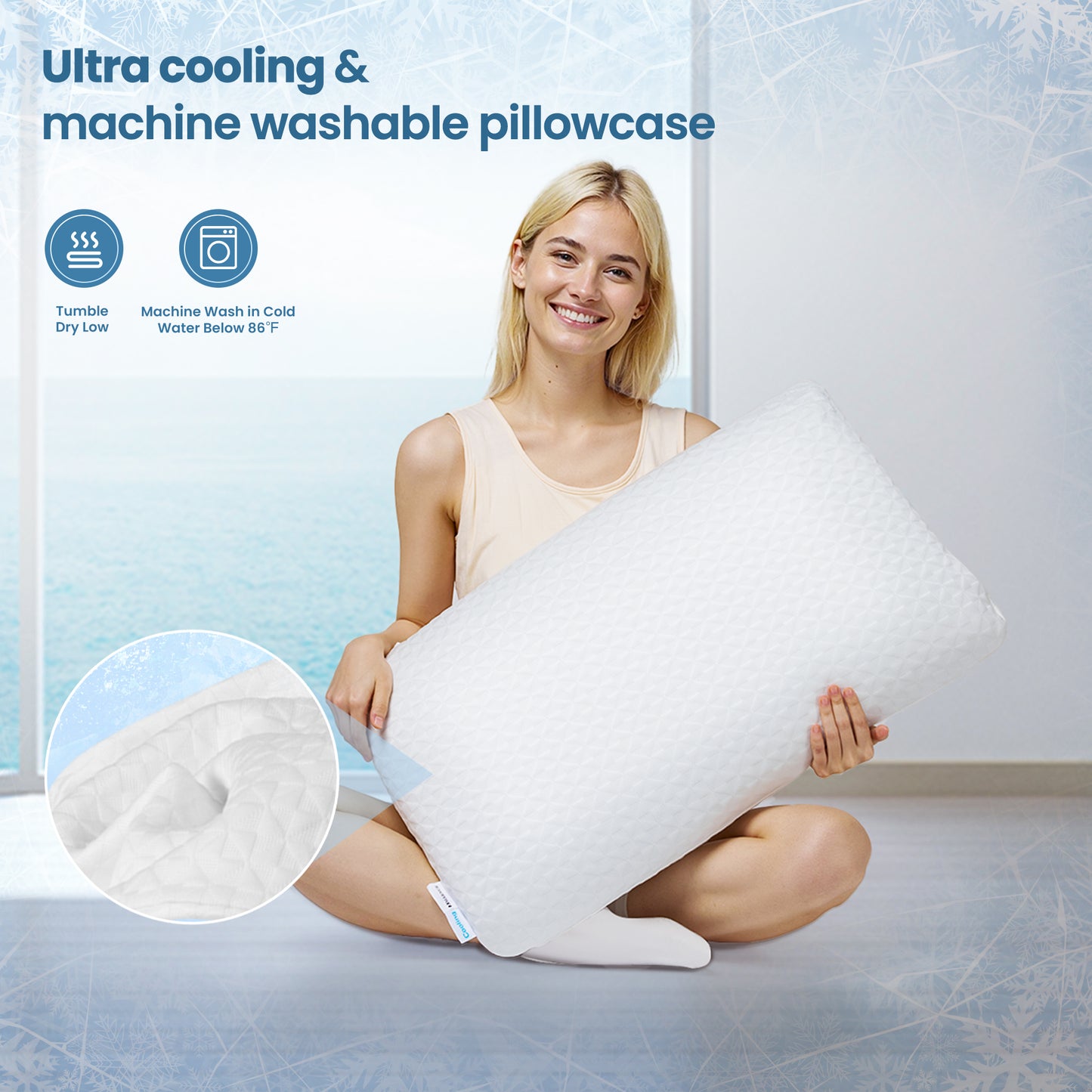 MARNUR Cooling Memory Foam Pillow for Bed, Adjustable High-Support Layer, Dual-Sided Pillowcase, Geometric shapes, for Side, Back, Stomach, Hot Sleepers 27.5" x 15.7"