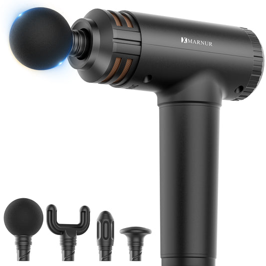 MARNUR Massage Gun Deep Tissue Percussion , 10 Speeds, 4 Heads, Quiet Muscle Massager with AI Smart Mode, 6H Battery, for Athletes & Home Use