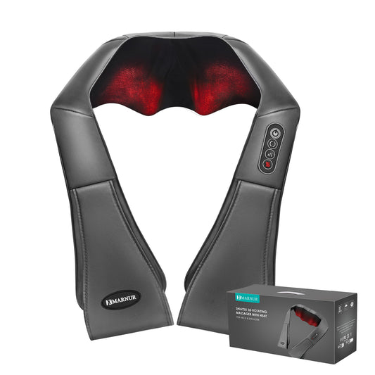 MARNUR Neck and Shoulder Massager, Deep Kneading Massager with Heat for Full-Body, Gray