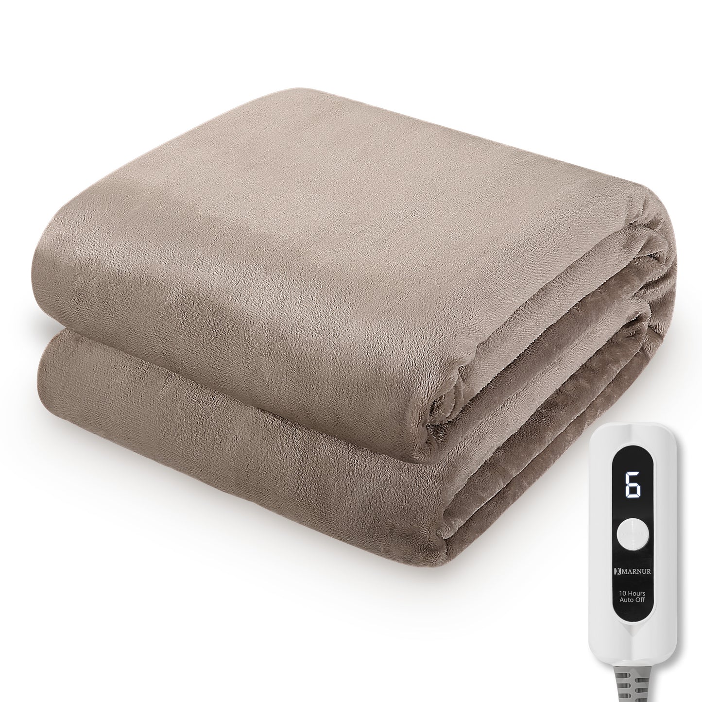 MARNUR Electric Blanket 72" x 84" Full Size Heated Blanket, 6 Heating Levels, 10H Auto-off, Machine Washable - Linen