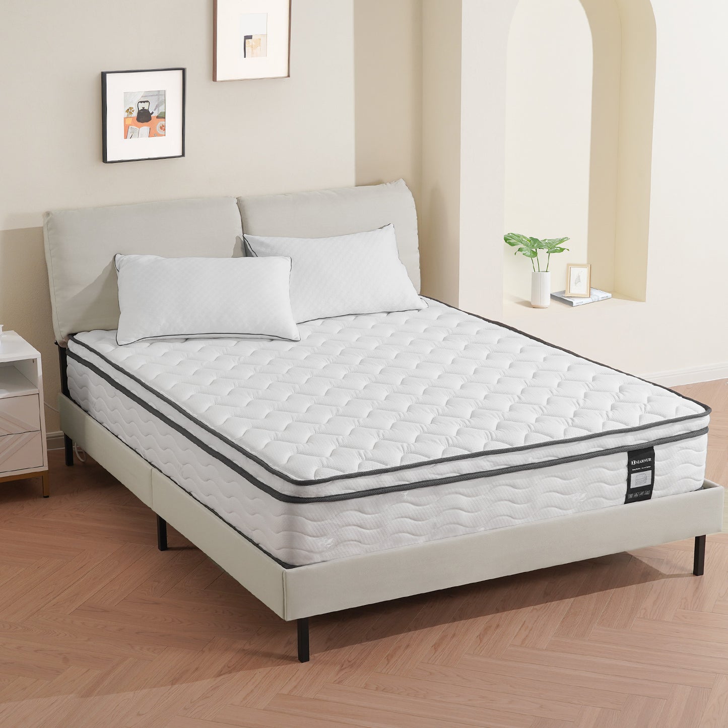 MARNUR 10 inch Queen Hybrid Mattress with Memory Foam, Medium Firm, Euro Top