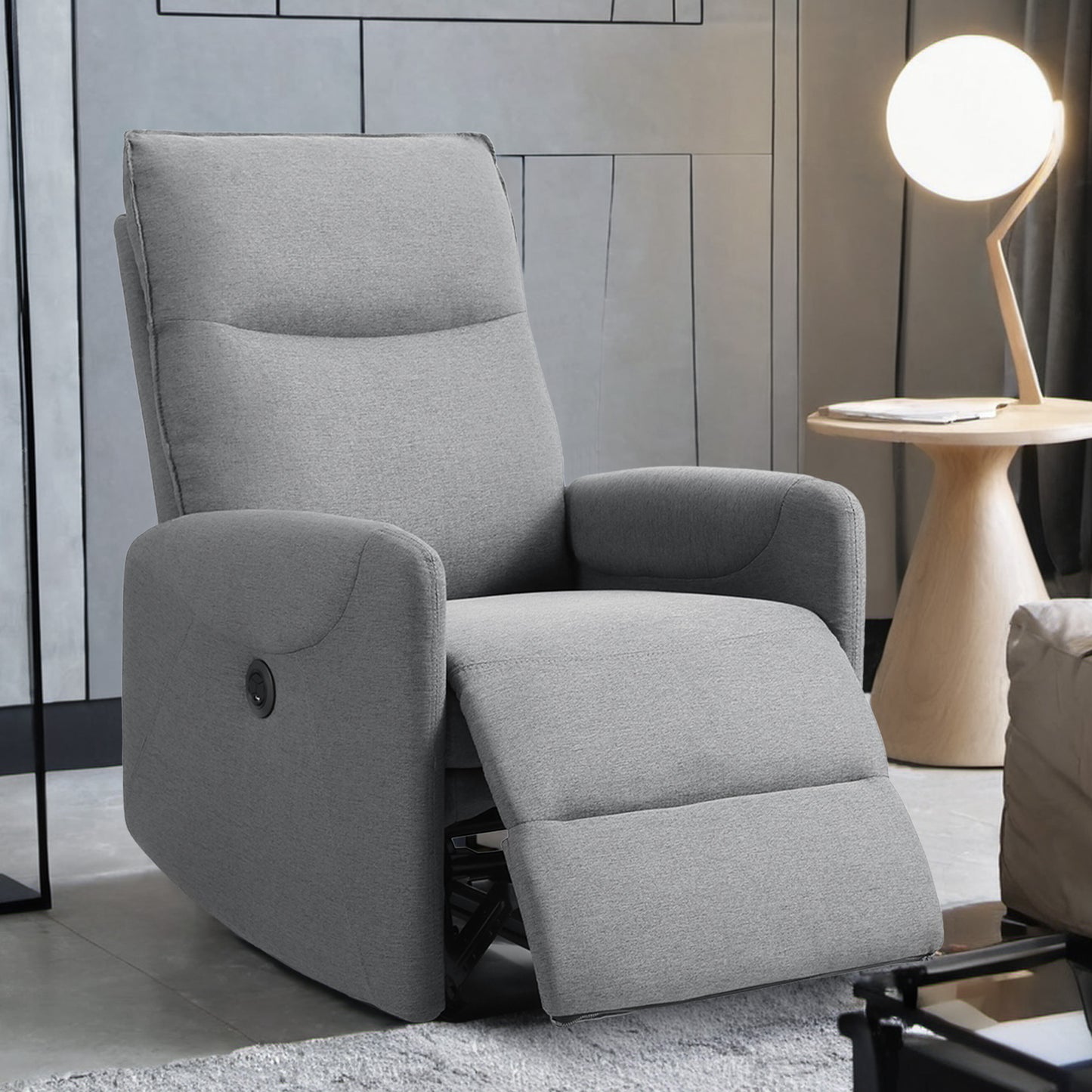 MARNUR Electric Recliner Chair with USB Charge Port, Weight Capacity 360lb, One Button Free Control Angle, Gray