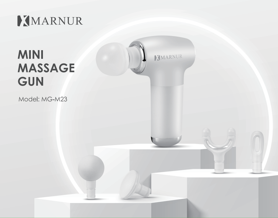 MARNUR Mini Massage Gun with Brushless Motor Portable Handheld Deep Tissue Massager, Light & Palm-Size & Quiet, White