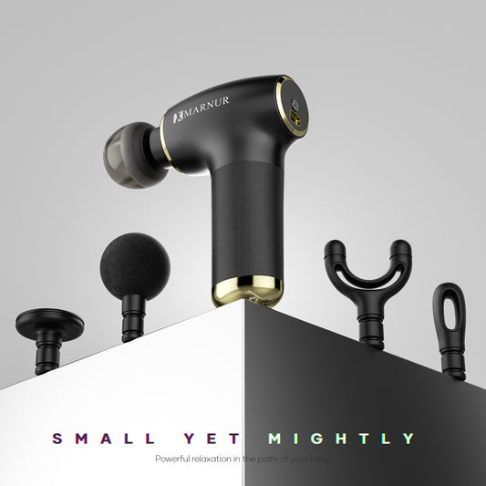 MARNUR Mini Massage Gun with Brushless Motor Portable Handheld Deep Tissue Massager, Light & Palm-Size & Quiet, Black