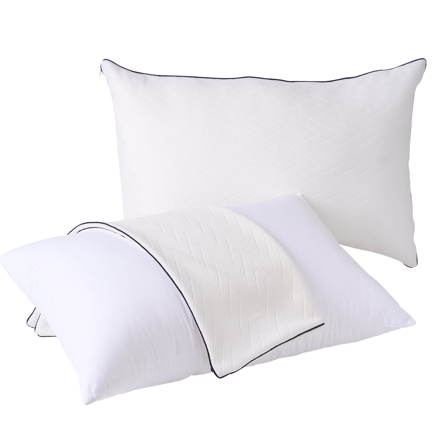 MARNUR Bed Pillows 2-Pack with Soft Fiber-Standard-Wave Pattern