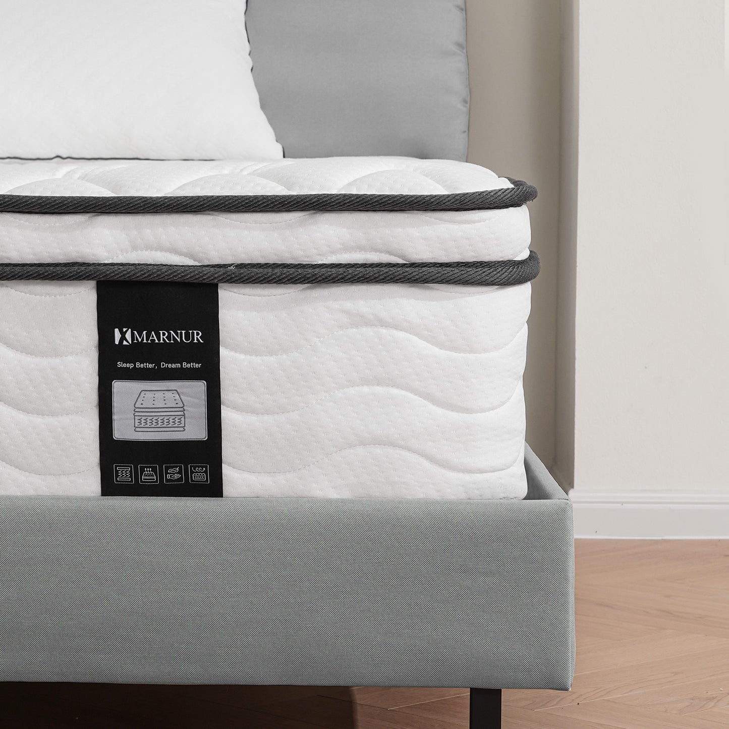 MARNUR 12" King Medium Firm Euro Top Hybrid Mattress