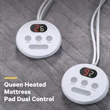 MARNUR Heated Mattress Pad 60 '' x80'' Queen Size with Dual Controllers, 10 Heating Levels, 10H Auto Shut-off, 15" Deep Pocket for Adults