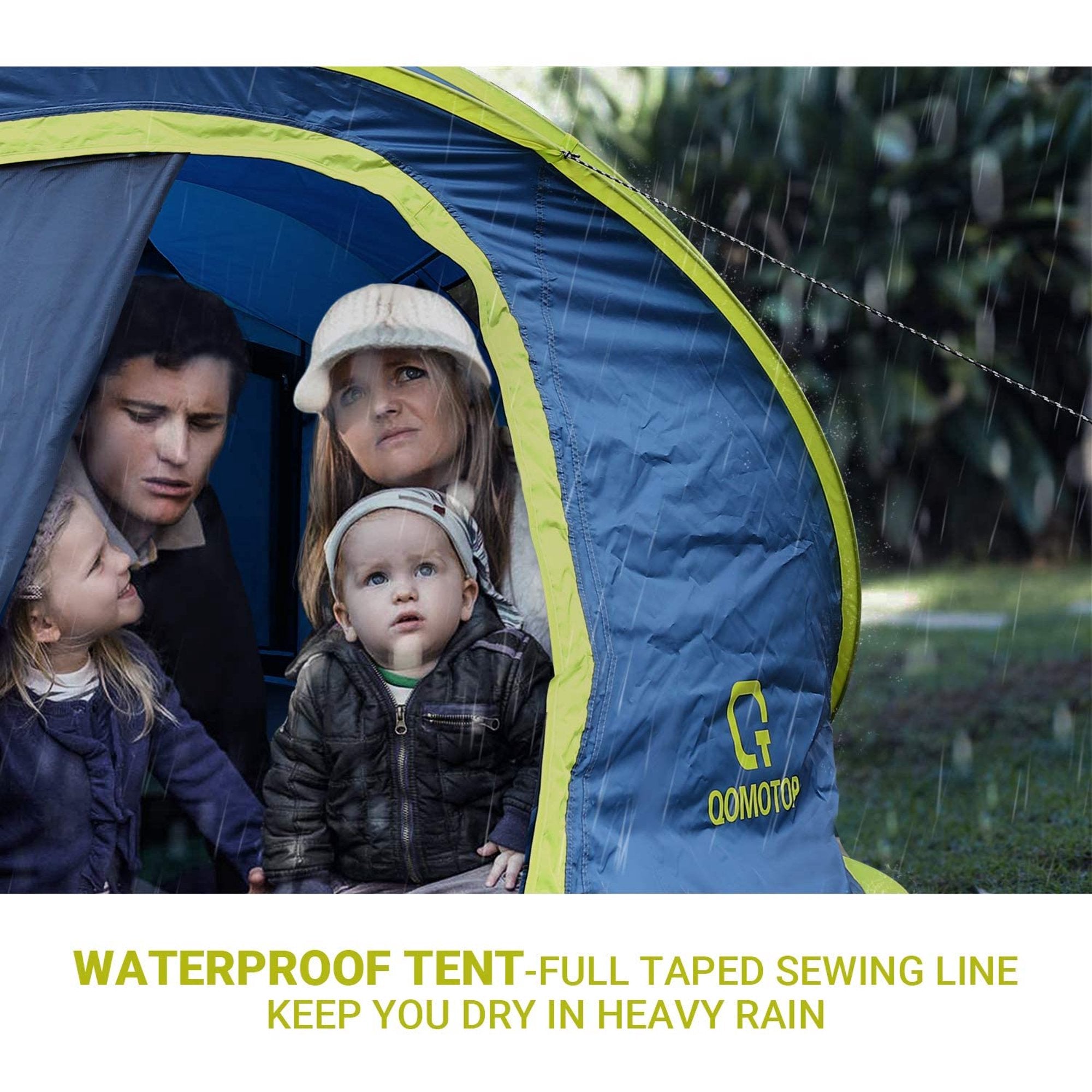 Load image into Gallery viewer, Instant Tent 4-Person Camp Tent, Automatic Setup Pop Up Tent, Waterproof, Huge Side Screen Windows, Blue