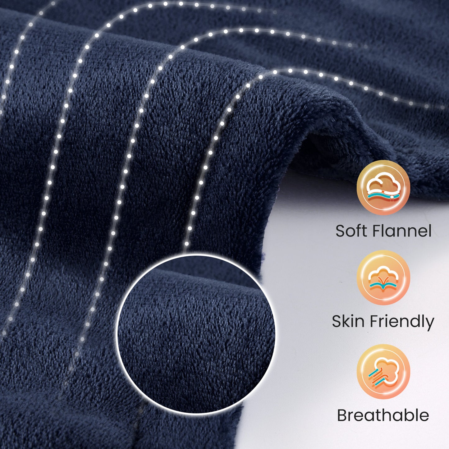 MaxKare Large Heating Pad with Massager, 24"x33" Electric Massaging Heating Pad for Full Body with 3 Heat Settings 3 Massage Modes - Navy Blue