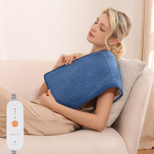 MARNUR Heating Pad, Large Size 12''x24'' with 4 Heat Settings, Auto Shut-off - Blue