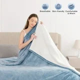 MARNUR Heated Blanket Twin Size 62"x 84" with 10 Hours Timer, 6 Heat Settings - Blue