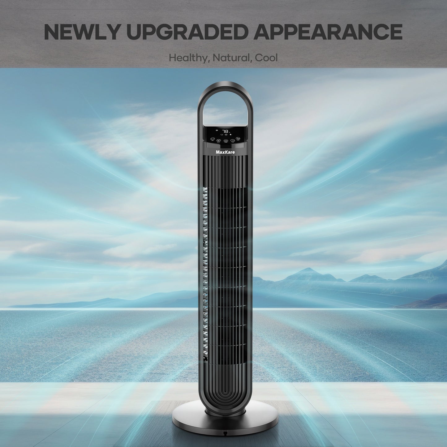 MaxKare 36in Tower Fan Quiet Cooling Fan with 75° Oscillation, Remote Control, 3 Speeds & 3 Modes & Timer - Metal Gray