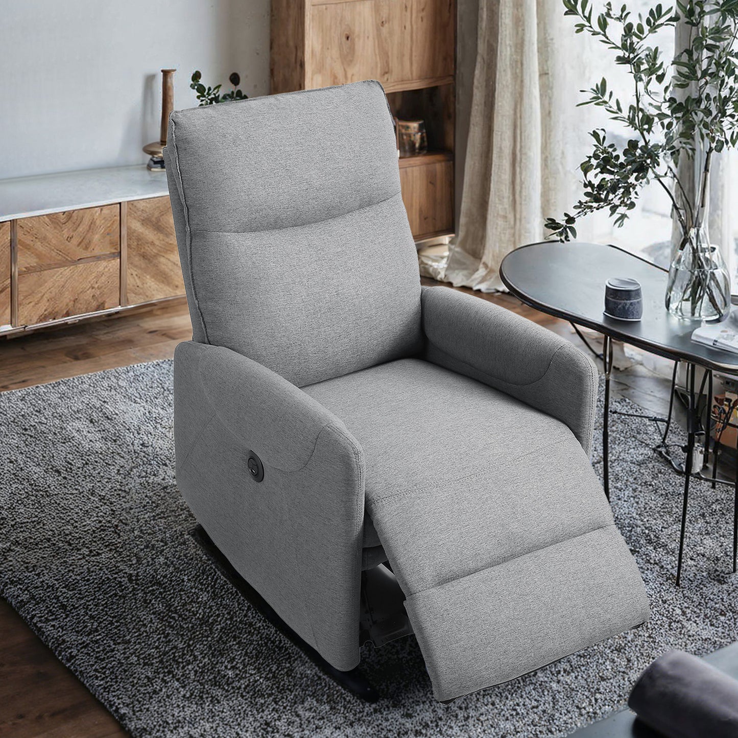 MARNUR Electric Recliner Chair with USB Charge Port, Weight Capacity 360lb, One Button Free Control Angle, Gray