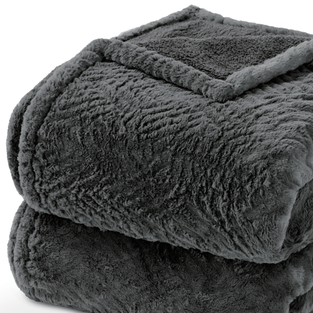 Electric Blanket 72" x 84", Faux Fur, for Couch, Bed, Soft, Warm - Gray