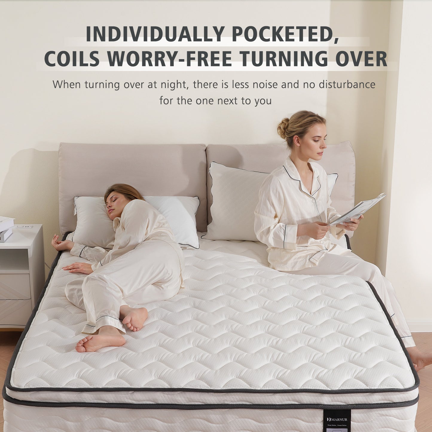 MARNUR 10 inch Queen Hybrid Mattress with Memory Foam, Medium Firm, Euro Top