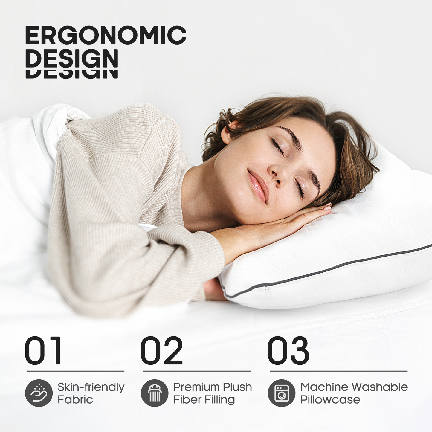 MARNUR Bed Pillows 2-Pack Queen Size Pillow for Side and Back Sleeper for Sleeping Down Alternative with Luxury Soft Supportive Plush Microfiber, 20''x28'' for All Ages