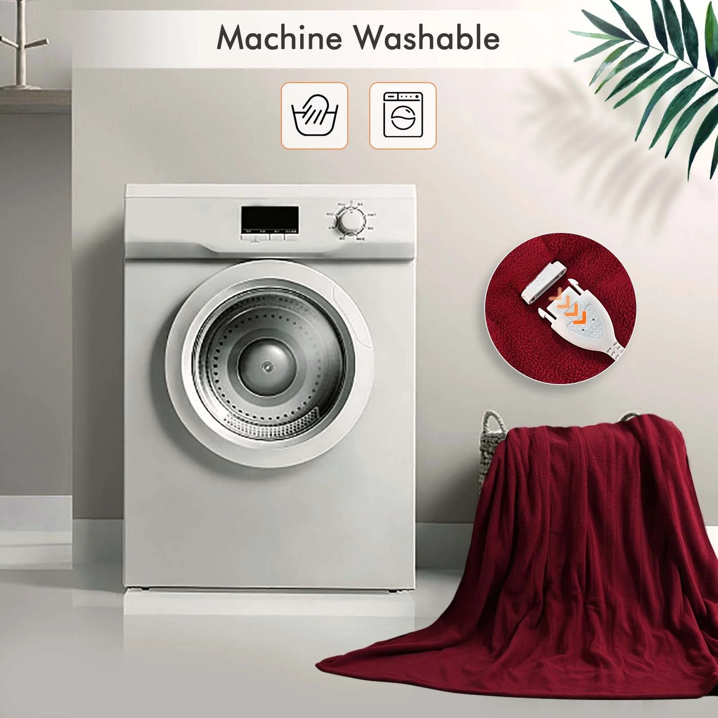 MARNUR Electric Heated Blanket Polar Fleece Full Size 72''x 84'' with 6 Heating Levels 10H Timer Machine Washable - Red