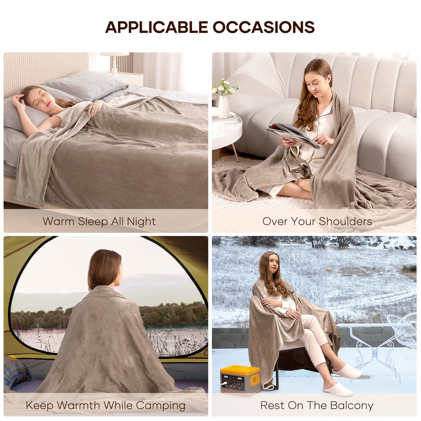 MARNUR Electric Blanket 72" x 84" Full Size Heated Blanket, 6 Heating Levels, 10H Auto-off, Machine Washable - Linen