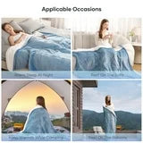 MARNUR Heated Blanket Twin Size 62"x 84" with 10 Hours Timer, 6 Heat Settings - Blue