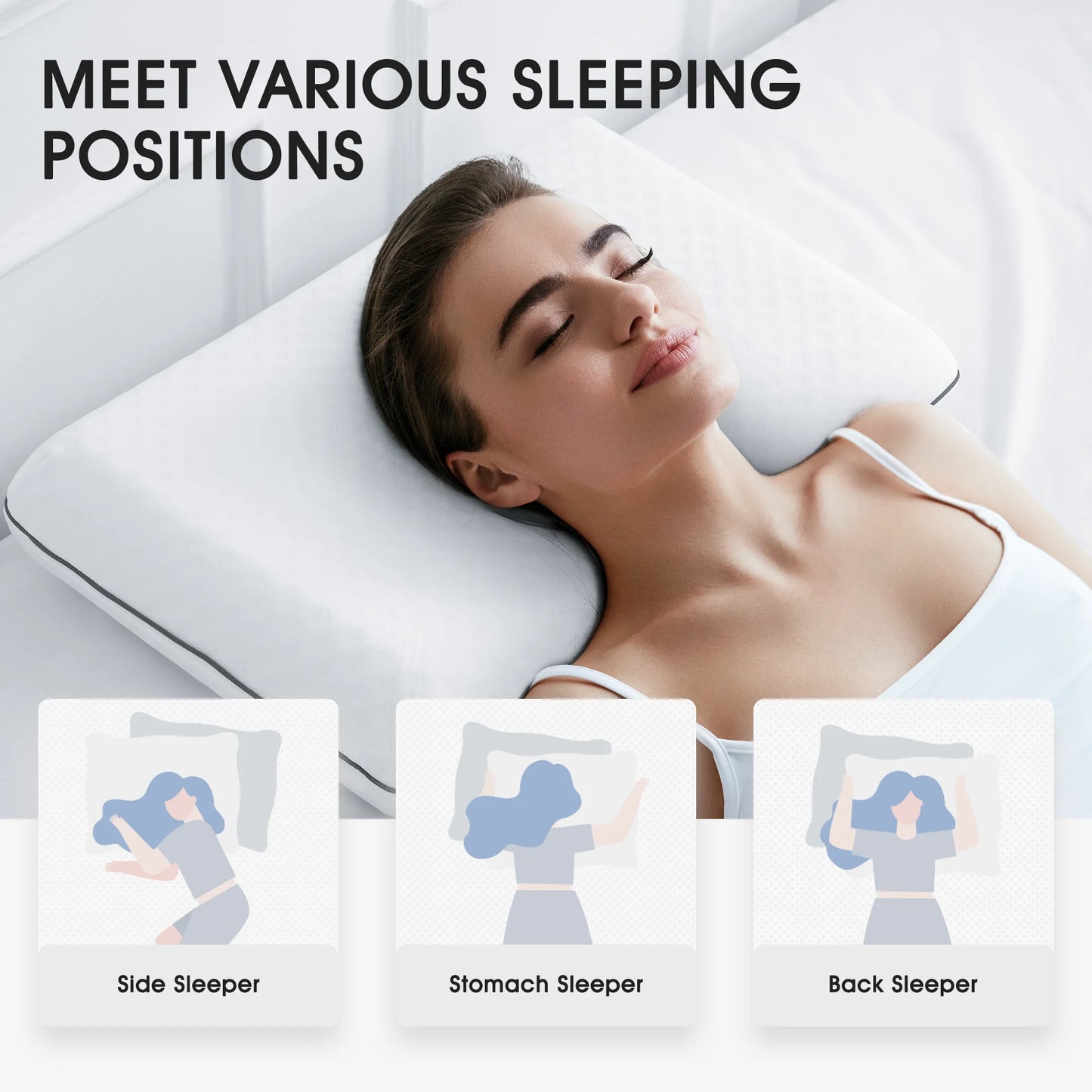 MARNUR Gel Memory Foam Pillow, Standard Size Breathable Cooling Bed Pillow, 2-Pack, for All Age Group