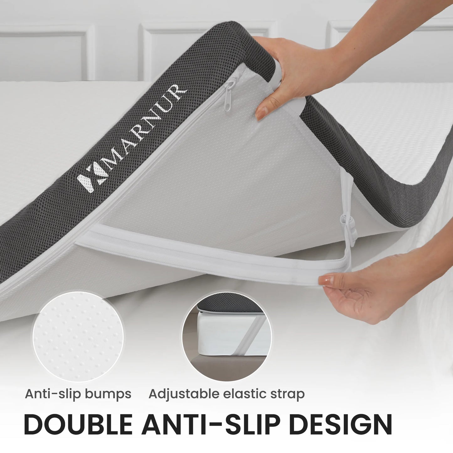MARNUR 3 inch Gel Memory Foam Mattress Topper for Pressure Relief, CertiPUR-US Certified, King