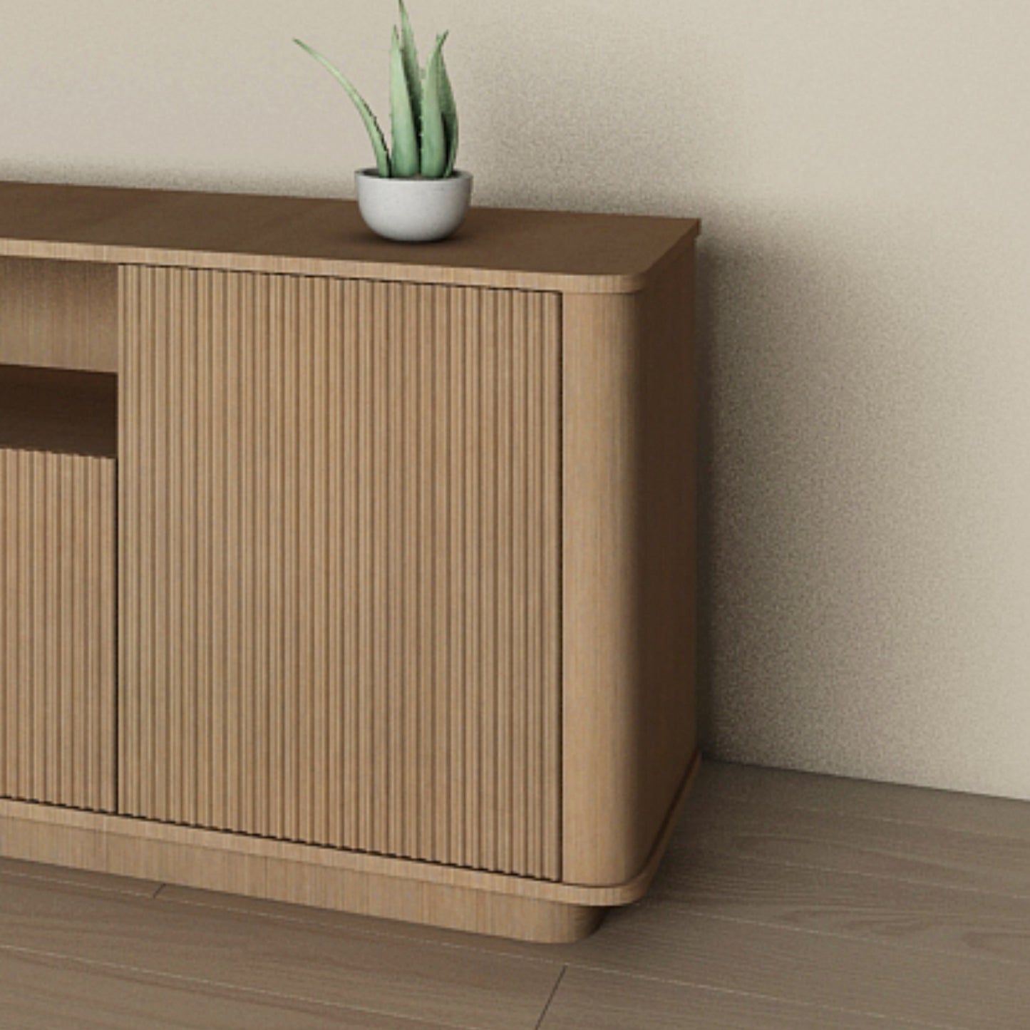 MARNUR Fluted TV Stand for 60" TV, Wood Entertainment Center for Living Room, Mid-Century