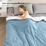 MARNUR Heated Blanket Twin Size 62"x 84" with 10 Hours Timer, 6 Heat Settings - Blue
