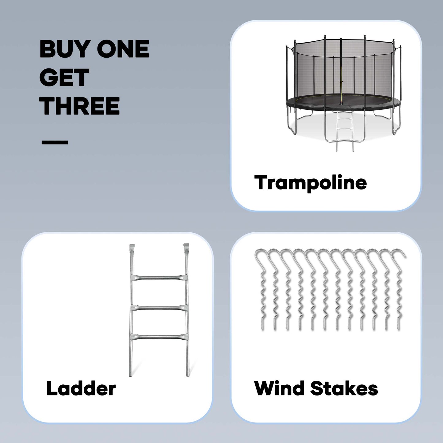 MARNUR 14 FT Trampoline for Kids Max Weight 330 LBS with Ladder, Safety Enclosure, Wind Stakes for Backyards Outdoor