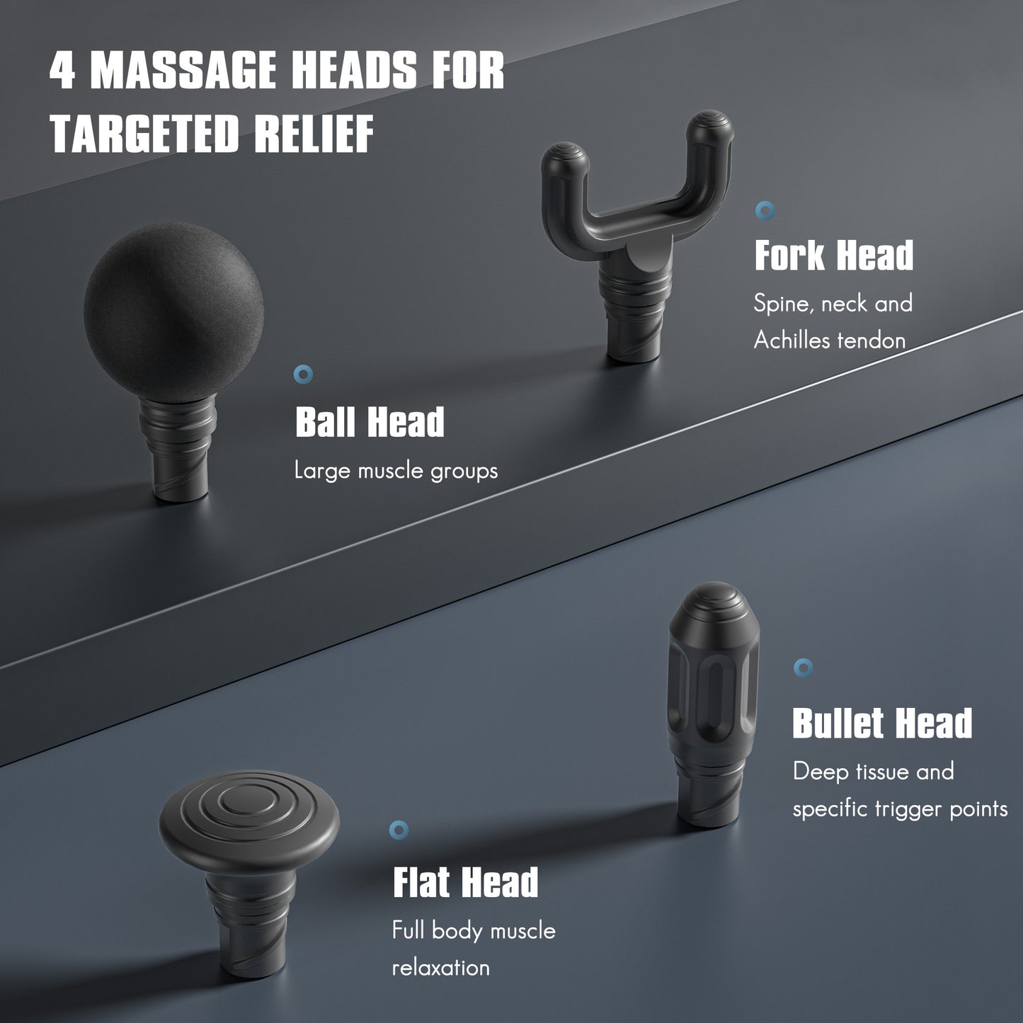MARNUR Massage Gun Deep Tissue Percussion , 10 Speeds, 4 Heads, Quiet Muscle Massager with AI Smart Mode, 6H Battery, for Athletes & Home Use