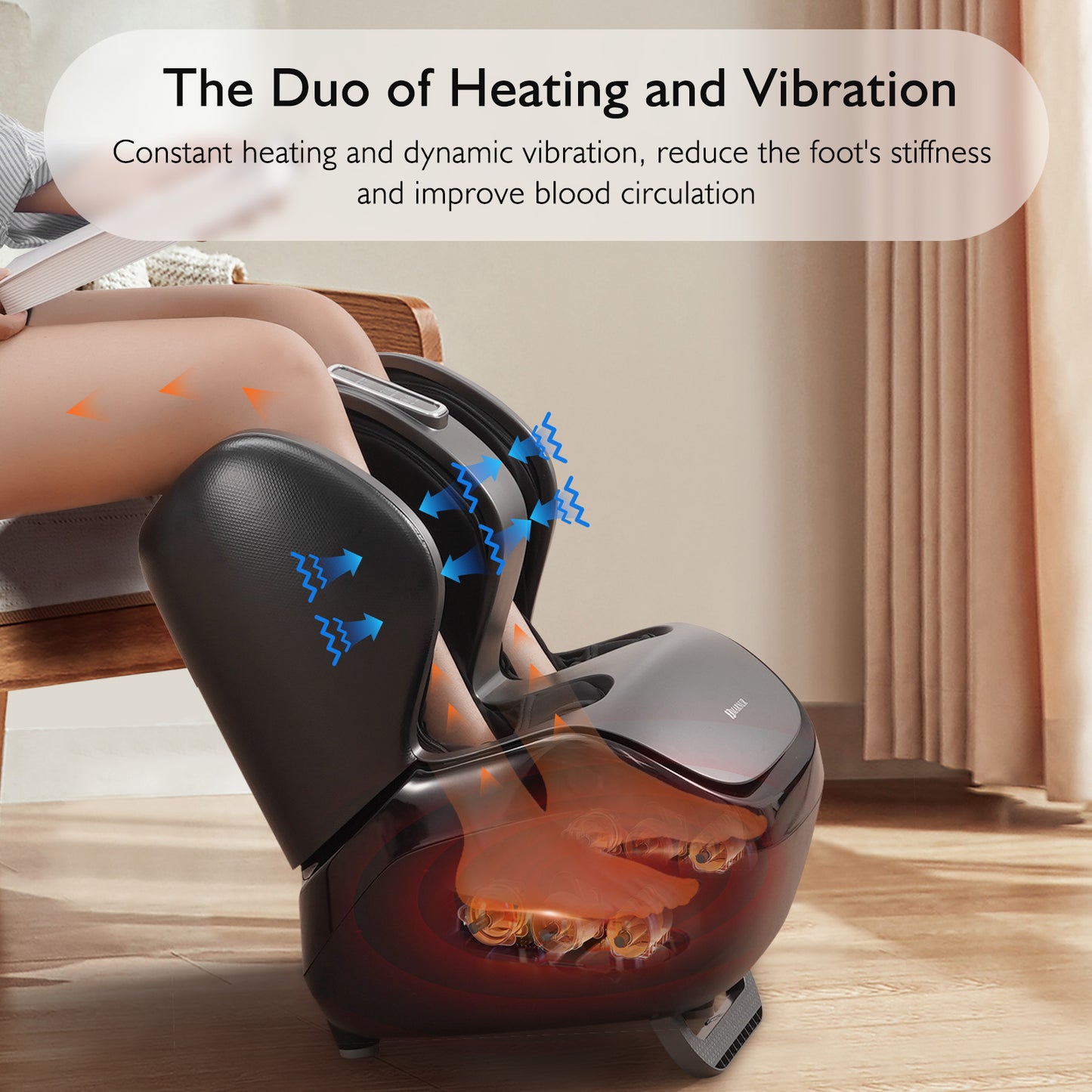 MARNUR Foot Massager Machine with Heating Therapy, Air Compression, Vibration & Kneading Foot and Calf Massager for Muscles Relief, Black