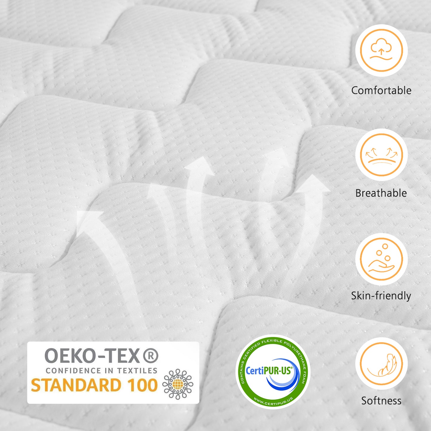 MARNUR 10 inch Queen Hybrid Mattress with Memory Foam, Medium Firm, Euro Top