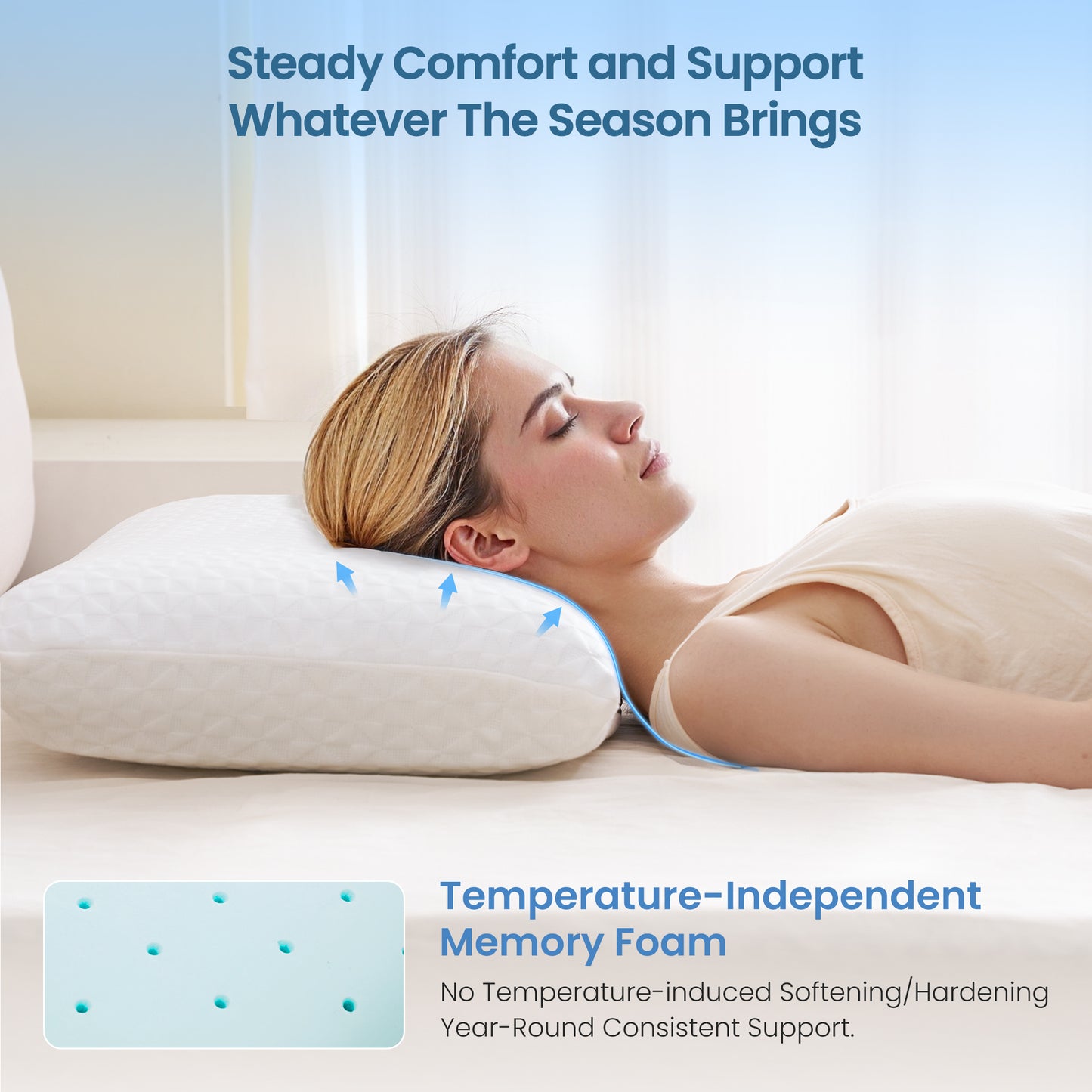 MARNUR Cooling Memory Foam Pillow for Bed, Adjustable High-Support Layer, Dual-Sided Pillowcase, Geometric shapes, for Side, Back, Stomach, Hot Sleepers 27.5" x 15.7"