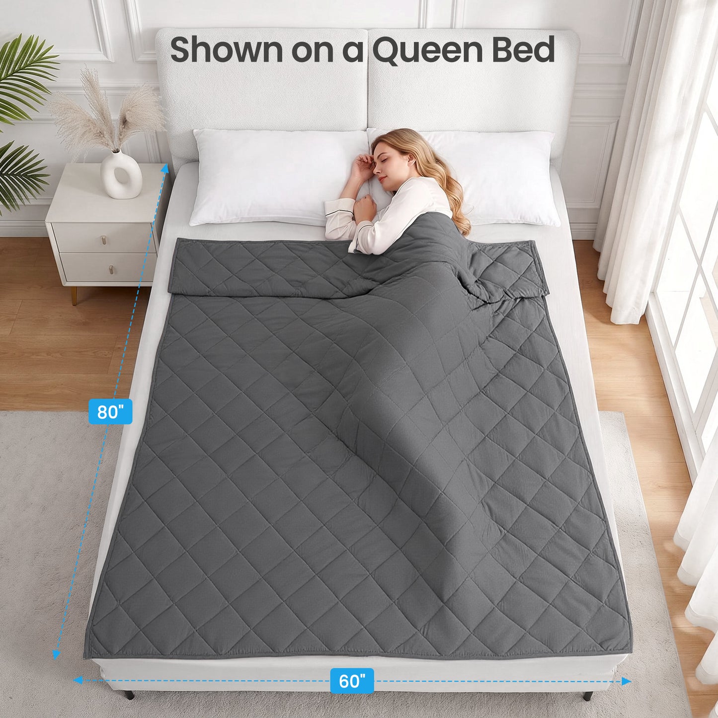 MARNUR Weighted Blanket for Adults 18lbs, 60" x 80" Queen Size Heavy Blanket, Cooling & Breathable with Premium Glass Beads, Soft Cozy Weighted Blanket for Sleep, Machine Washable