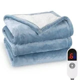 MARNUR Heated Blanket Twin Size 62"x 84" with 10 Hours Timer, 6 Heat Settings - Blue