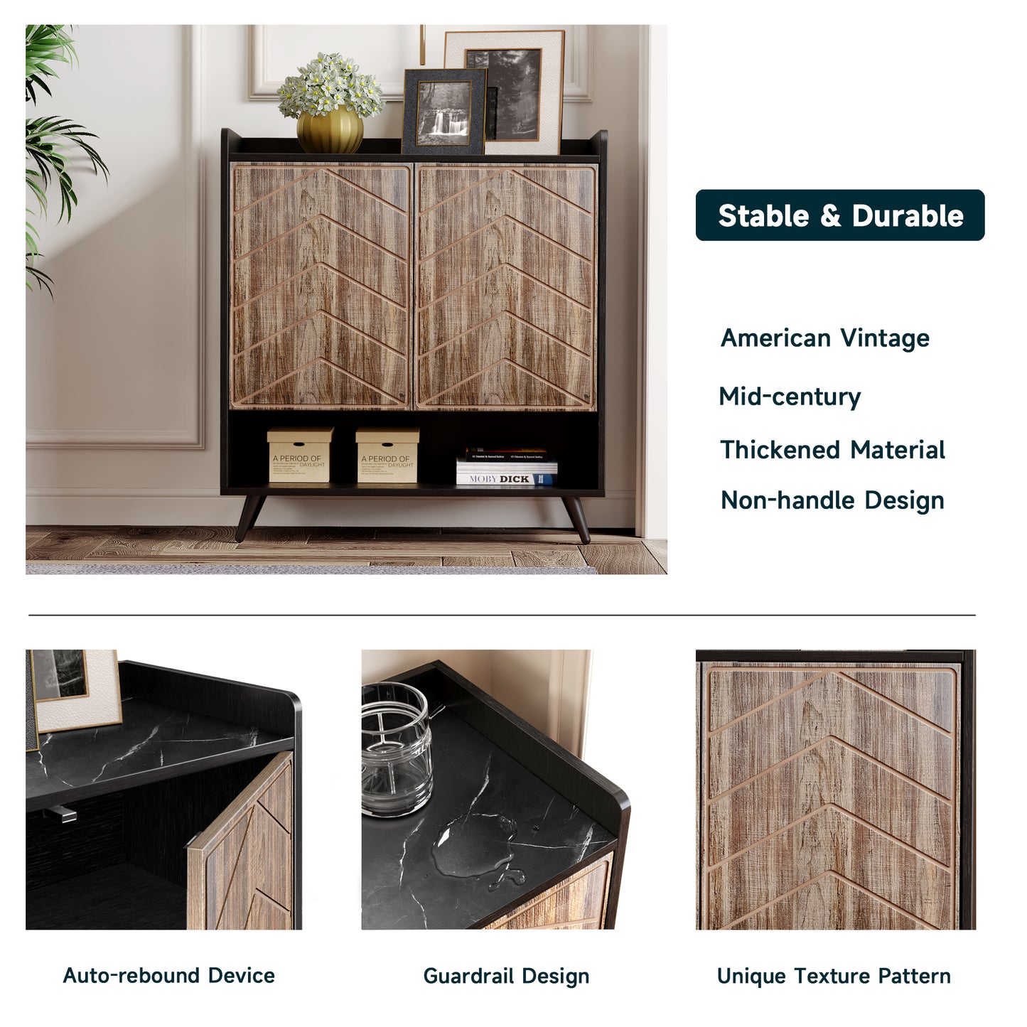 MARNUR Sideboard Buffet Cabinet with 2 Doors, Storage Cabinet with Adjustable Shelves for Kitchen, Hallway, Entryway, Living Room, Brown