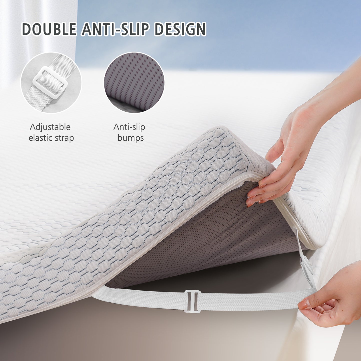 MARNUR 3 Inch Gel Memory Foam Mattress Topper 7-Zone Ventilated Soft Mattress Pad, Bed Topper with Removable Cover, CertiPUR-US Certified, Full Size