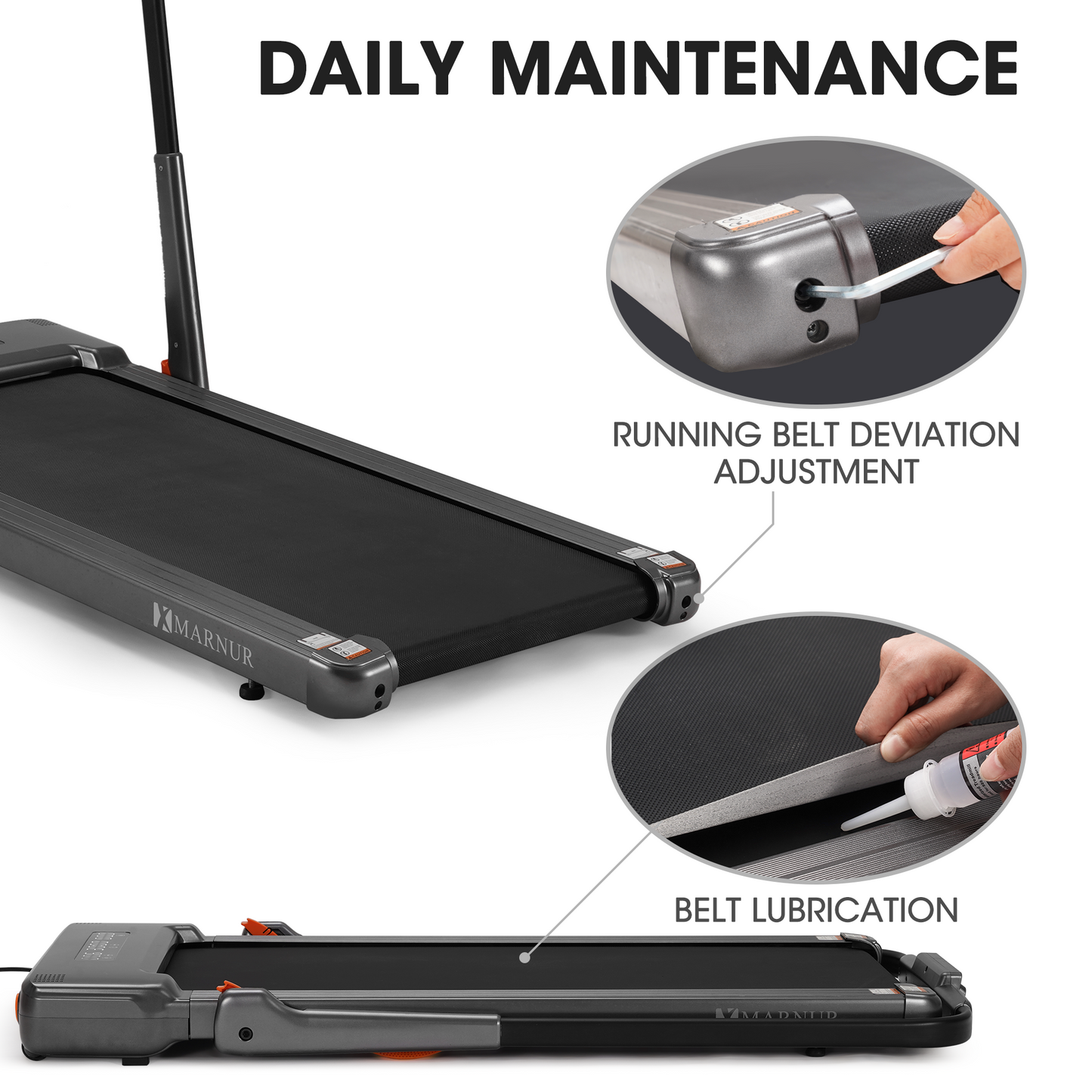 MARNUR 2 in 1 Folding Treadmill 2.5HP Under Desk Treadmill for Fitness with LED Display, Remote Control, Walking Jogging Running Exercise Machine for Home Office, Max Weight 265lbs