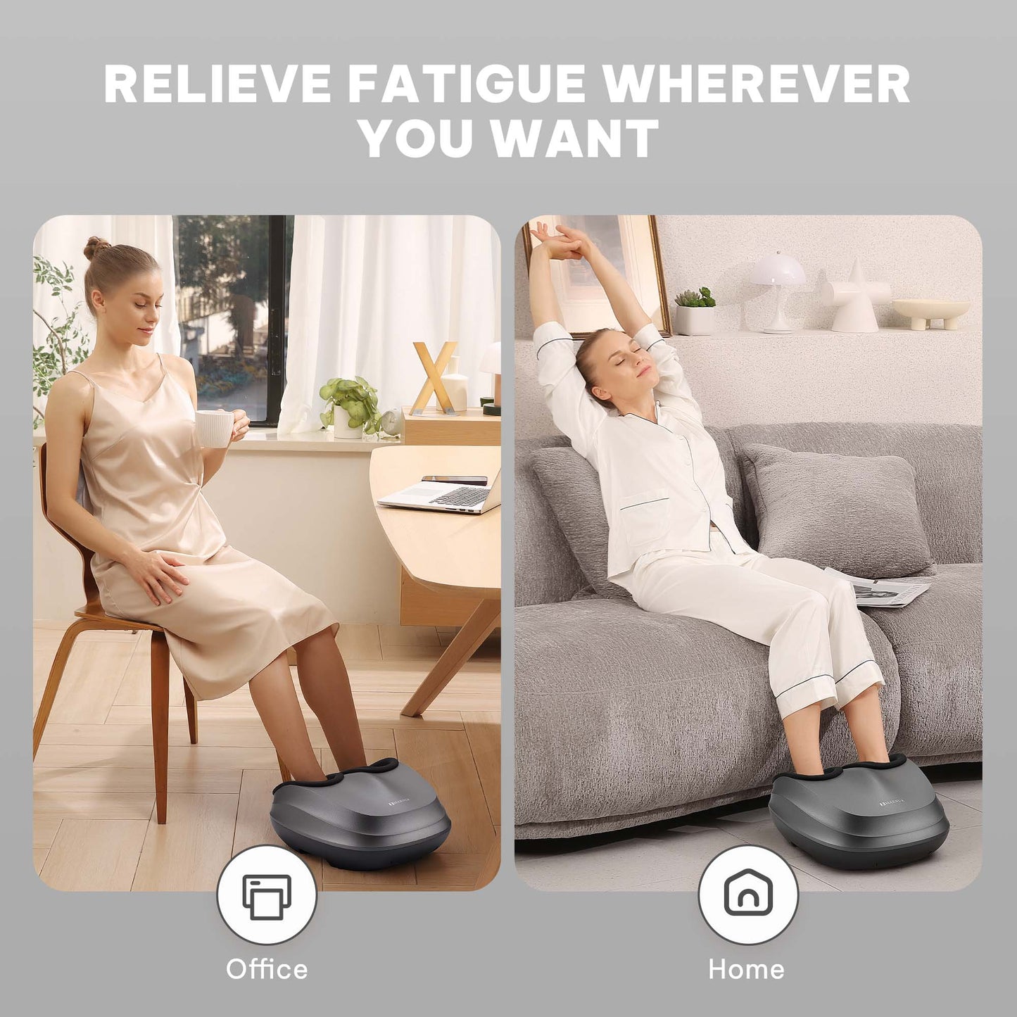MARNUR Shiatsu Foot Massager with Heat, Air Compression, Deep Kneading Massage for Muscle Relief up to Size 12, Dark Gray