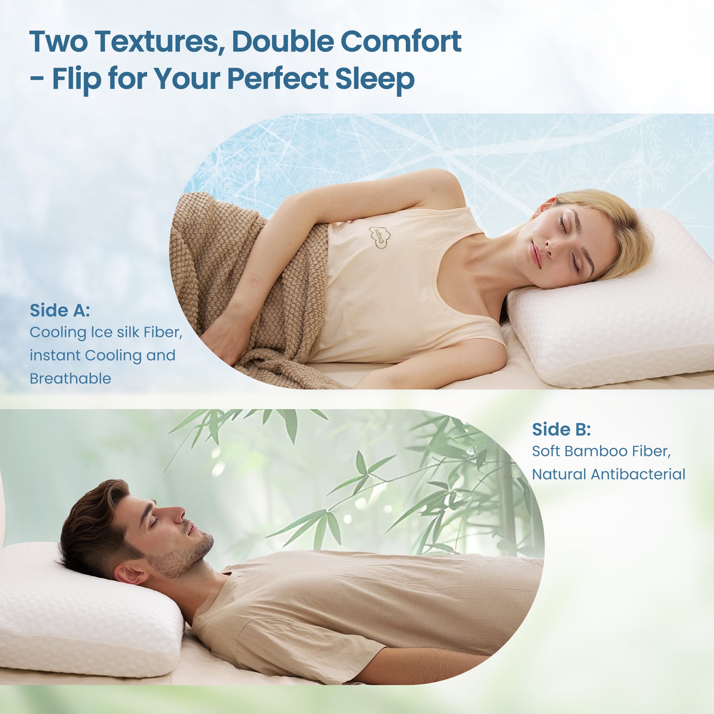 MARNUR Cooling Memory Foam Pillow for Bed, Adjustable High-Support Layer, Dual-Sided Pillowcase, Geometric shapes, for Side, Back, Stomach, Hot Sleepers 27.5" x 15.7"
