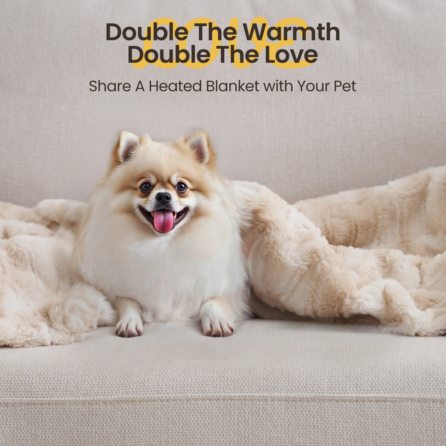 MARNUR Heated Blanket Full, Faux Fur Electric Blanket,10 Heating Levels, 10 Hours Timer, Machine Washable, 72"x84", Khaki