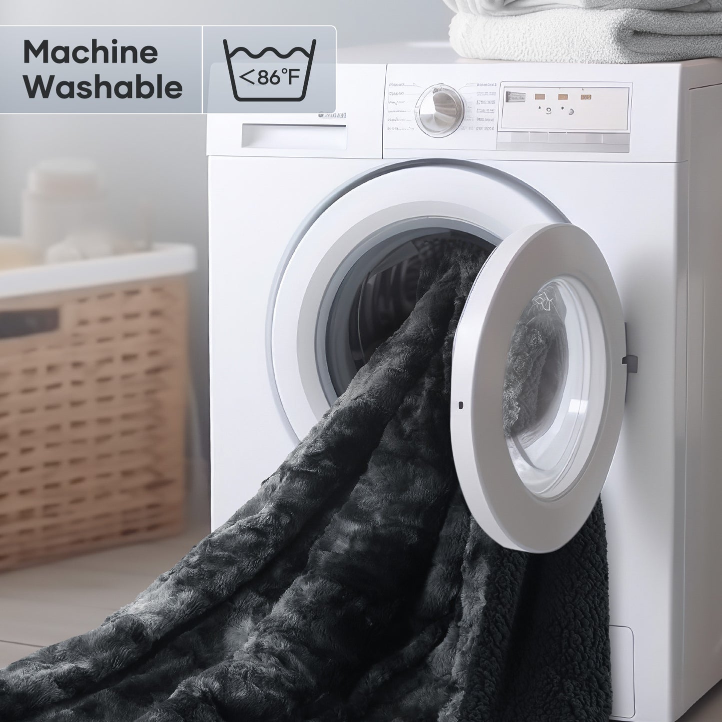 MARNUR Electric Throw Blanket 50" x 60", Soft Faux Fur Heated Blanket with Large LED Display, 6 Heating Levels, 4 Hours Timer, Machine Washable - Tie-dye Black